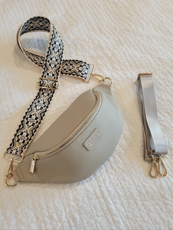 Pom Pom London Handbags - Pom Pom London Leather Bum Bag In Stone With 2 Straps